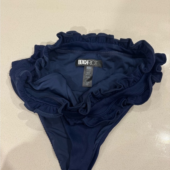 Beach Riot Navy Ruffle Bikini Bottom - Picture 2 of 2